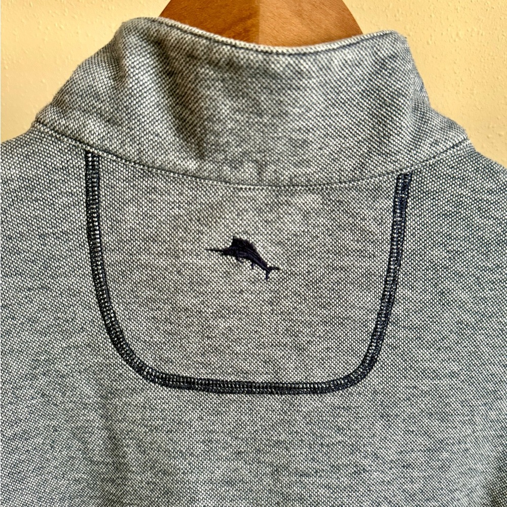 Tommy Bahama Quarter Zip Pullover Mens Medium Blue Heather Lightweight Sweater - Picture 5 of 5